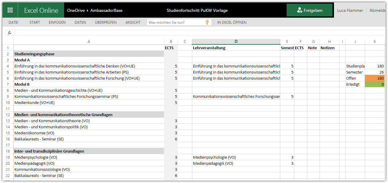 Studienfortschritt PuKW Vorlage.xlsx - Microsoft Excel Online - Google Chrome 2015-09-25 13.12.10