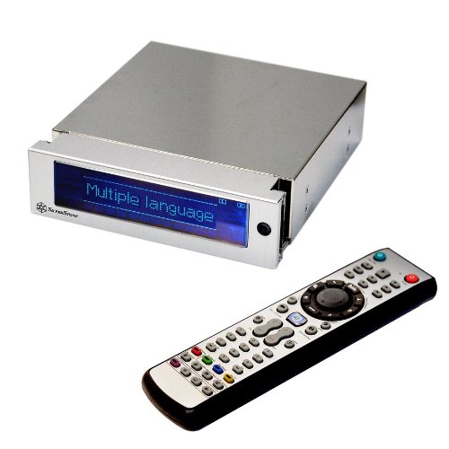 Ein einfaches LCD-Display, um unterschiedliche Informationen anzeigen zu lassen und den Computer über eine Fernbedienung zu steuern. http://www.amazon.com/SilverStone-Aluminum-5-25-Inch-Multi-media-MFP51S/dp/B000NV7K8G