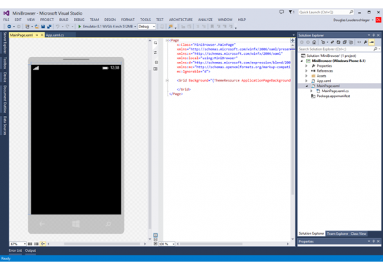 Visual Studio for Windows Phone. (Screenshot: Windows Dev Center)